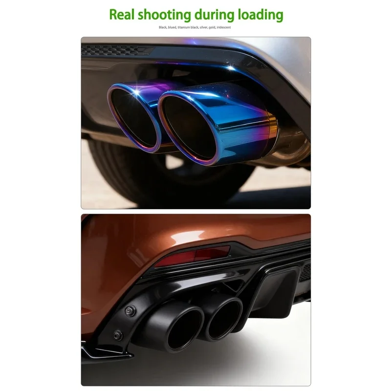 High Quality Universal Dual Exhaust Tip Stainless Steel Slant Cut Tip Exhaust Pipe Extension Modification Decoration Muffler Tai