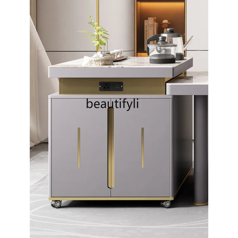 Italian Light Luxury Stone Plate Table-Chair Set Simple Modern Large Apartment Home High-End Kung Fu Tea Table Desk Integrated