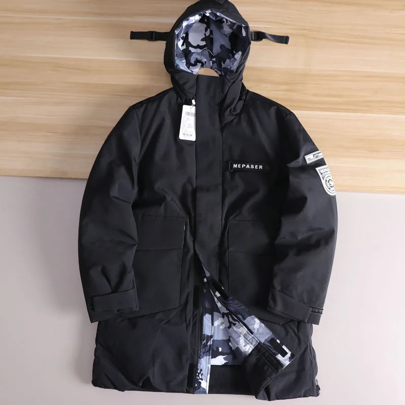 

Thiened down Cotton Jaet Winter Warm Casual Hooded Mid-Length Faion Urban Sle Men's Clothing Parka Sle Versatile Coat