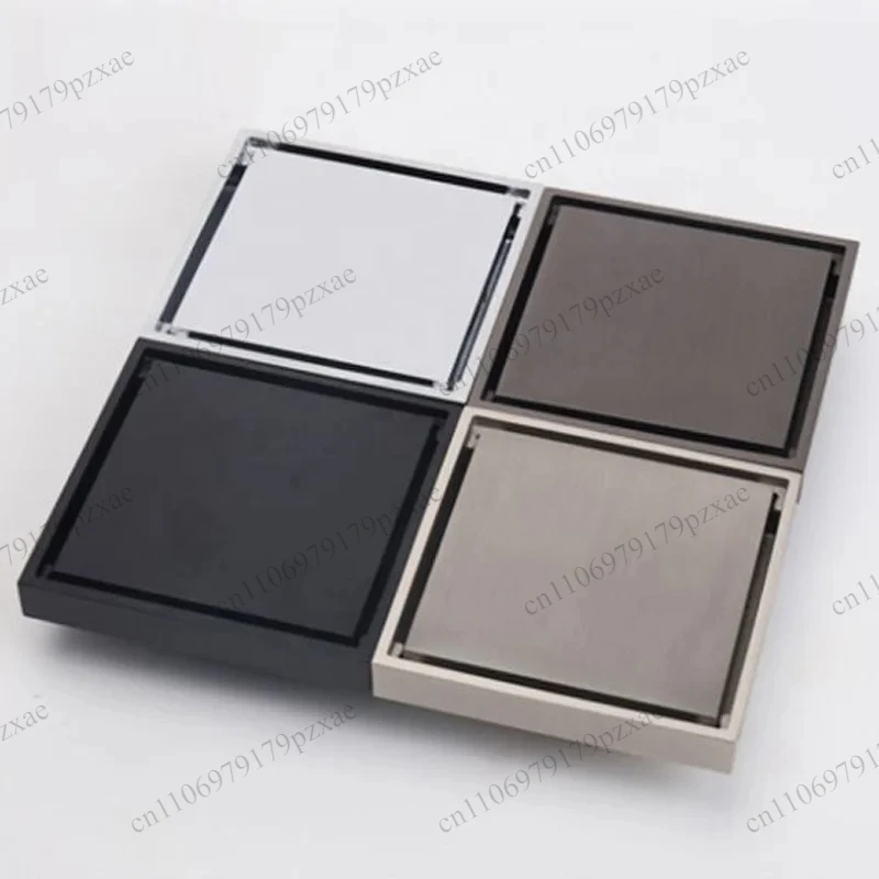 Square Concealed Shower Floor Drain, Stainless Steel Deodorant Drain with Tile Insert Invisible Cover
