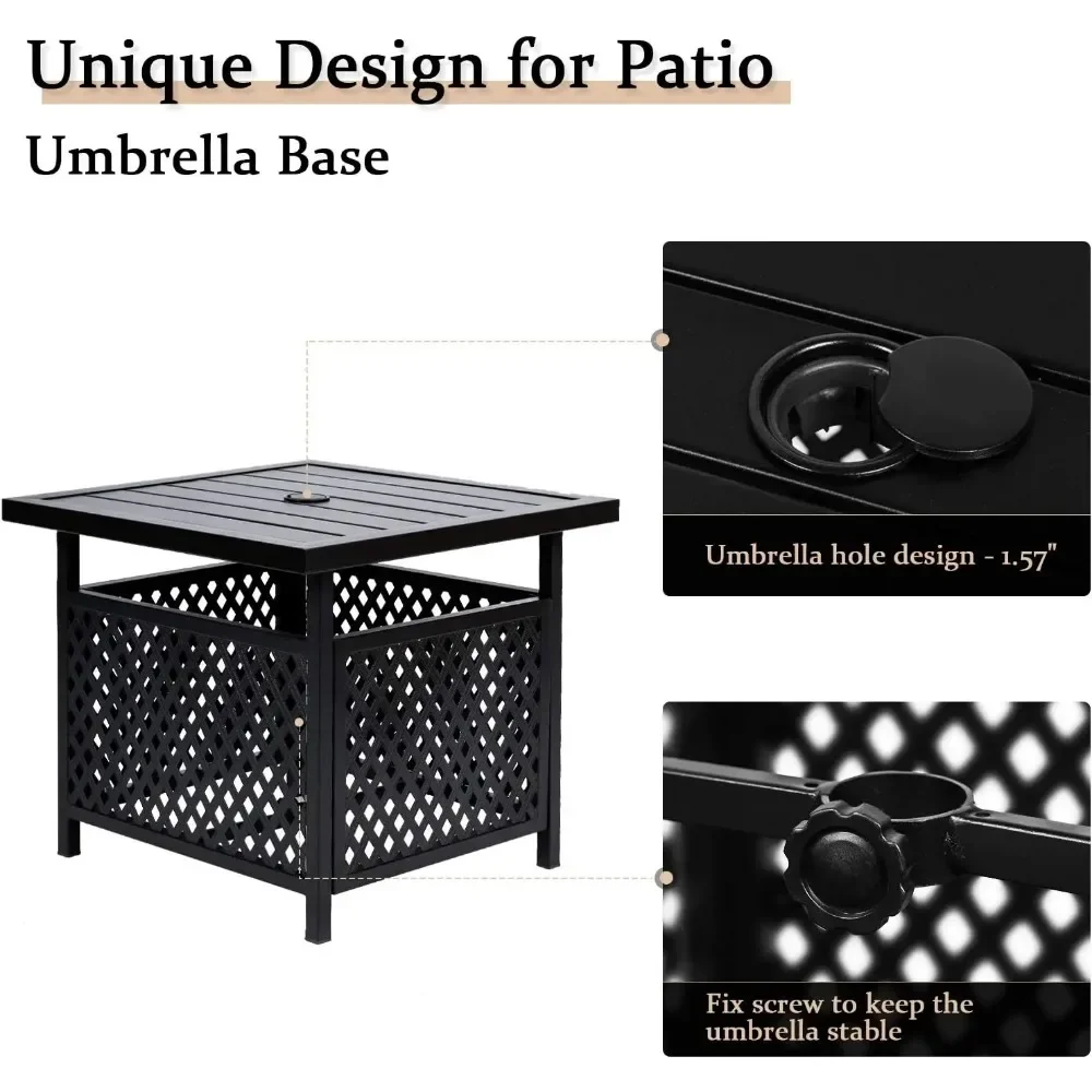 Mesa auxiliar cómoda para Patio al aire libre, mueble de jardín con orificio para sombrilla de 1,57 ", Mesa Cuadrada Bistro