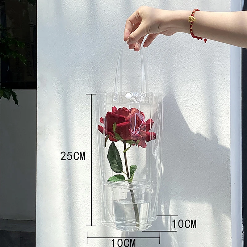 

PVC Flower Bag Stall Flower Bag Transparent Tote Bag DIY Simple Cup Flower Single Flower Shop Packaging