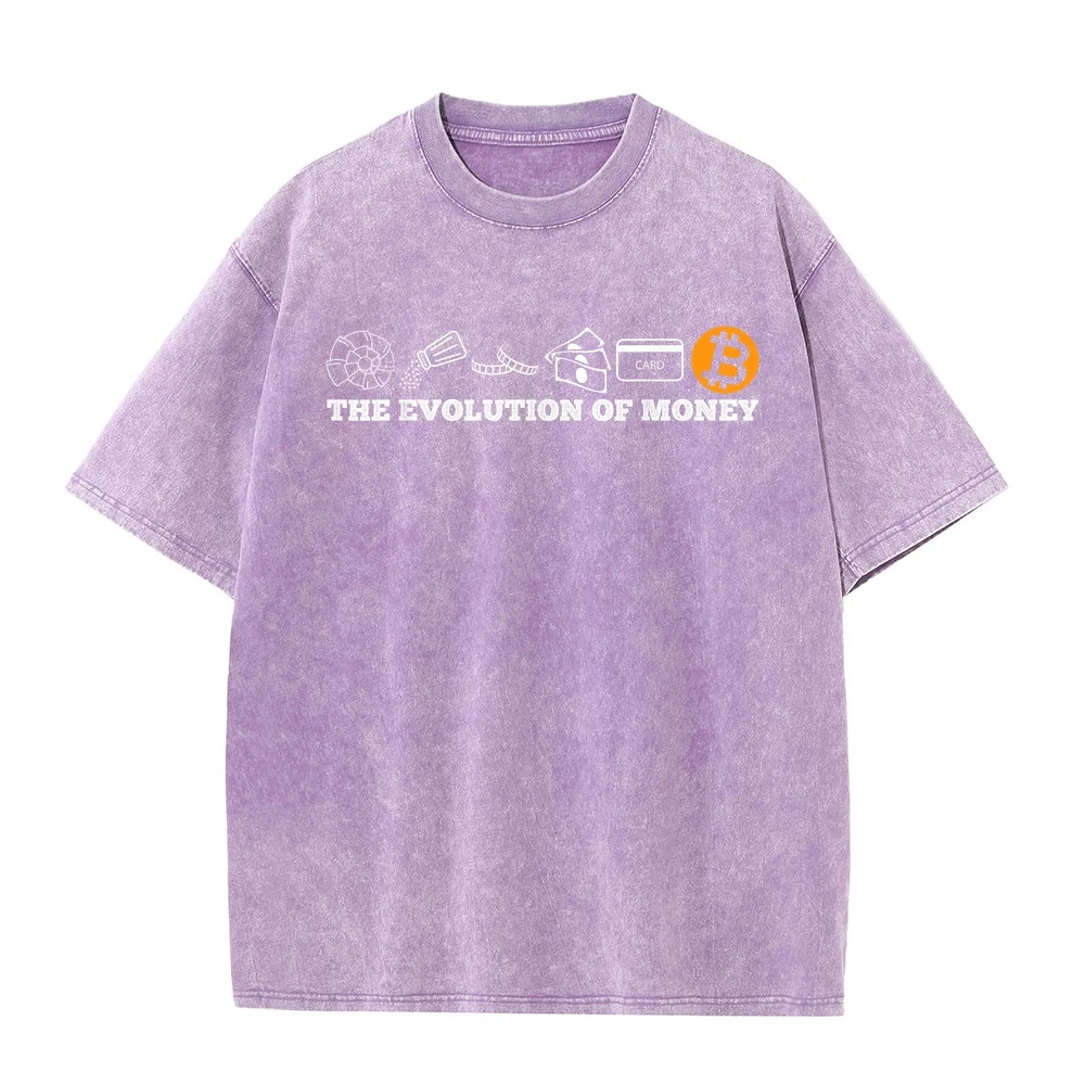 The evolution of money bitcoin btc crypto cryptocurrency T-Shirt Cotton Men's T-Shirts Korean Tops Street Wear Women Men Shirt