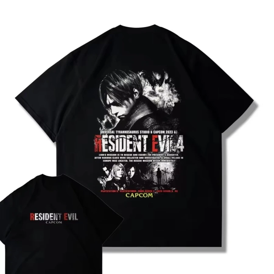 Game Resident Evil 4 Remastered Short Sleeve T-shirt for Men and Women Loose Fit Printed Harajuku Y2k Top