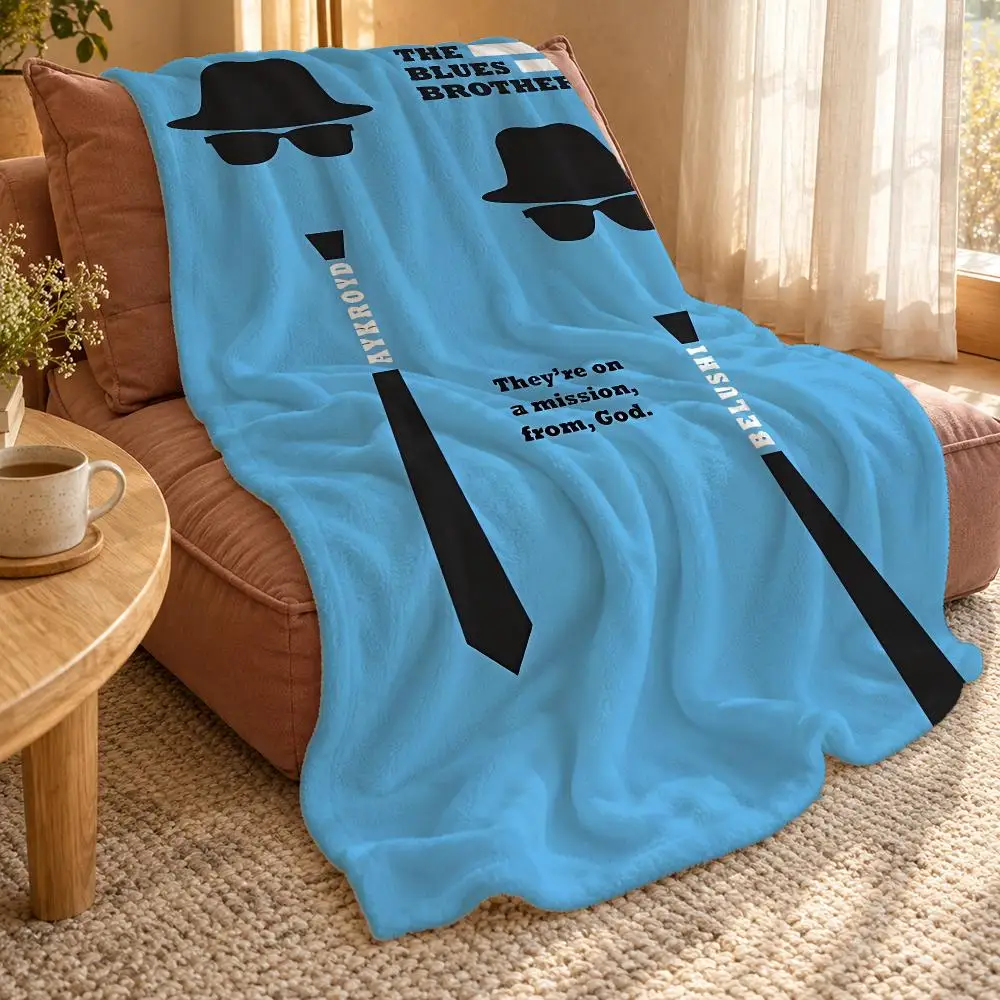 1980s Classic Retro Movie The Blues Brothers Throw Double Sided Flannel Throw Blanket Soft Travel Camping Sofa Bed Home