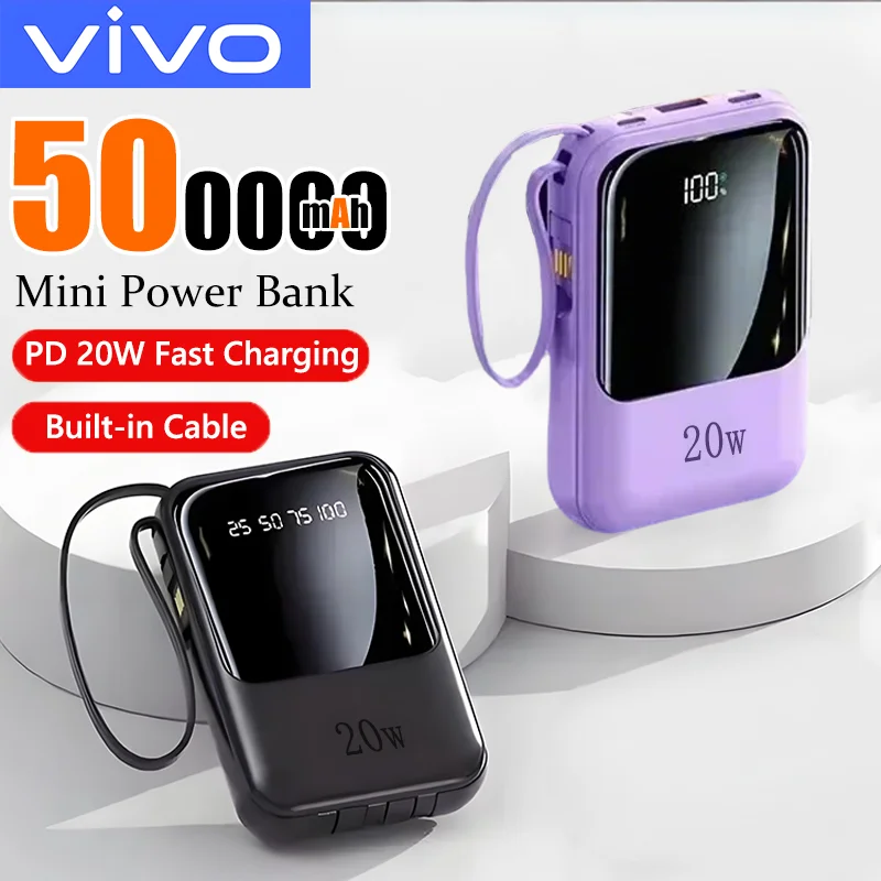 

Портативное зарядное устройство VIVO 500000 мАч с супербыстрой зарядкой 20 Вт, мини-павербанк для iPhone, Samsung, Huawei
