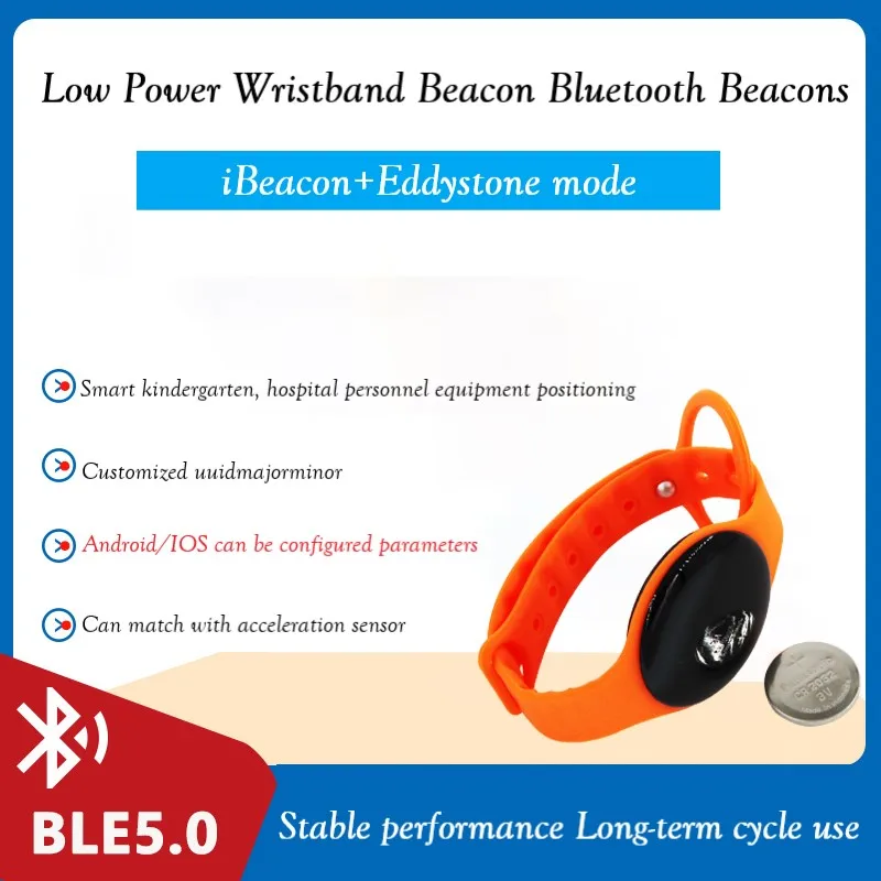 Bracelet-type Bluetooth Ibeacon Positioning Base Station Indoor Personnel Sign-in Beacon Can Add NFC, IC