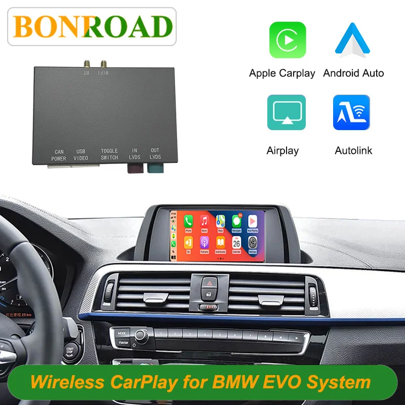 BONROAD Decoder Box For BMW 1-7 Series F15 F20 F30 F48 G01 G30 I3/i8 MiNi EVO System Wireless CarPlay Android Auto Support AirPlay Android Auto Mirror Link Navigation