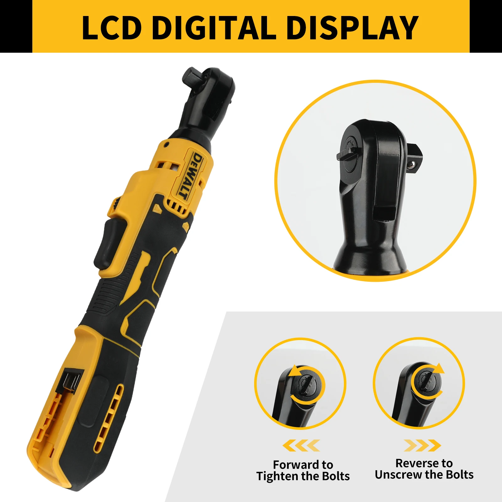 DEWALT DCF512B 20V Cordless Ratchet Wrench Right Angle Brushless Variable Speed LED Work Light Household Garage DIY Repair tools