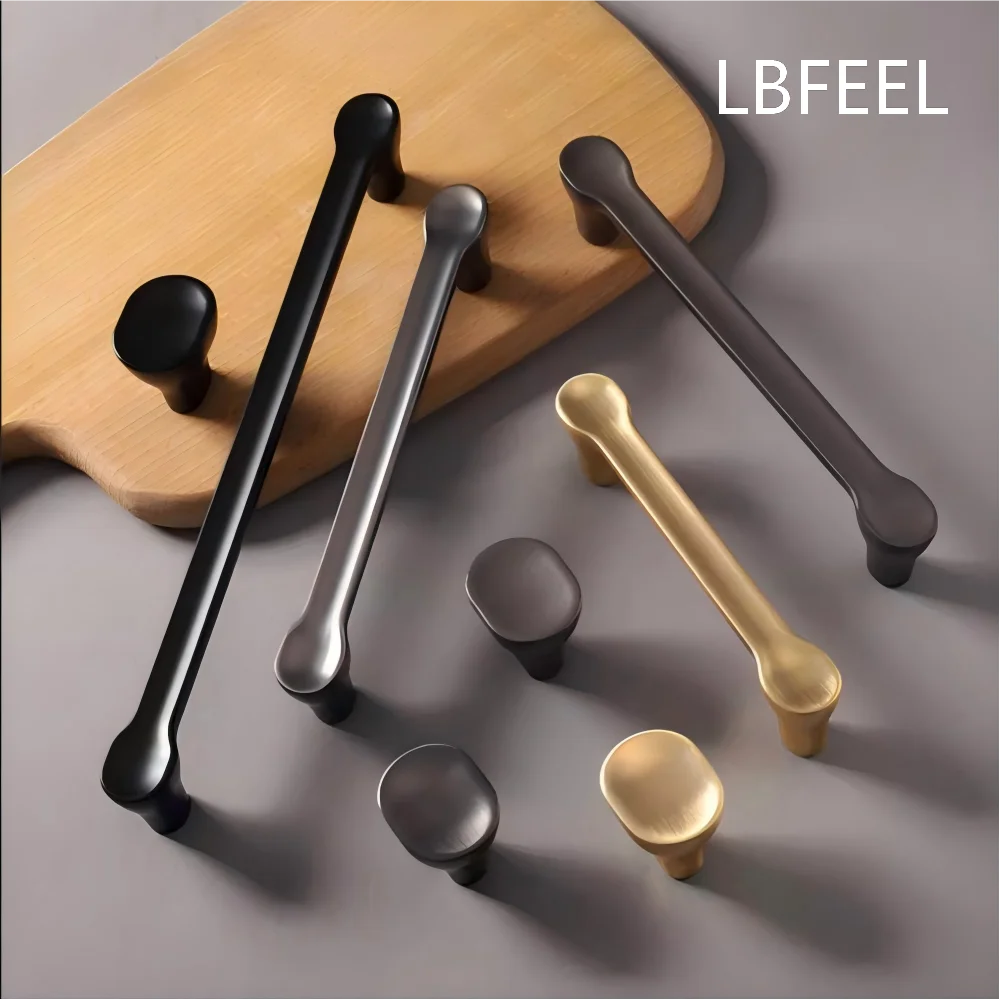 Modern Square Furniture Handles Gray Gold Drawer Knobs Black Kitchen Door Handles Zinc Alloy Wardrobe Cupboard Pulls LBFEEL
