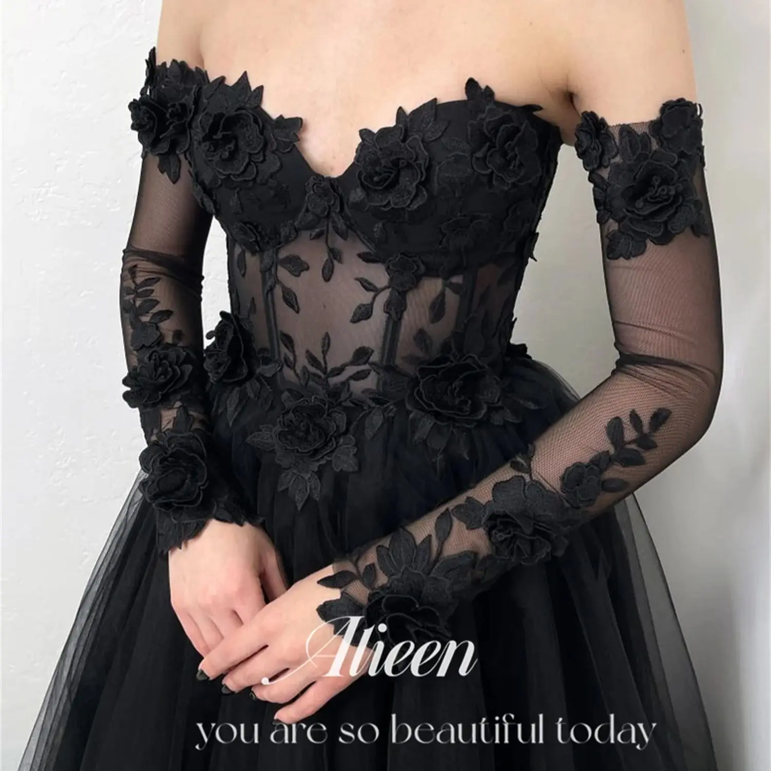 

Aileen Lace Customized Black Wedding Dress Dresses Gala Evening Party Elegant Woman Prom 2024 Graduation Luxurious Women's Saudi