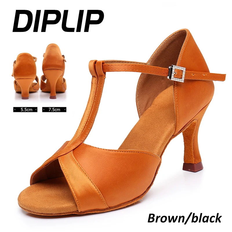 

DIPLIP new Latin dance shoes woman Soft bottom Ballroom dance shoes girl Salsa Fish mouth glitter High heel