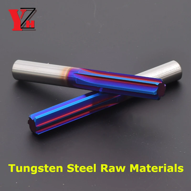YZH HRC68 Machine D2mm ~20mm Coated Straight Groove 4F 6F Tolerance H7 Harened Steel Metal Cutter CNC Inner Hole