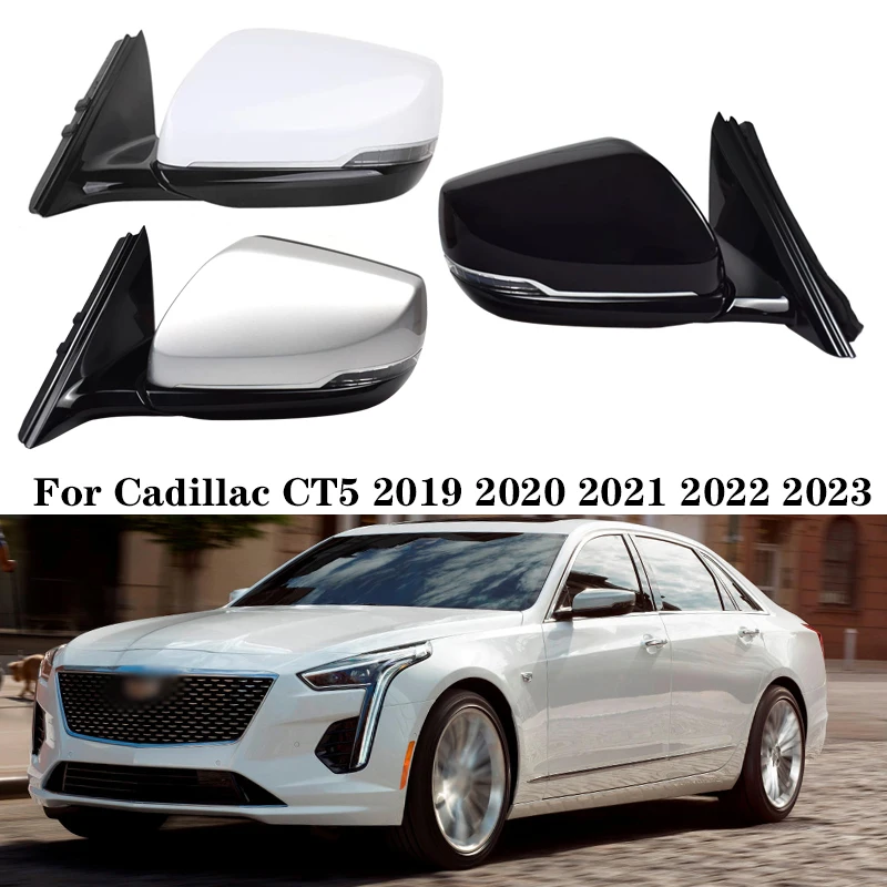 Car Outside Side Mirror Assembly For Cadillac CT5 2019-2022 Auto Fold Turn signal Heating Memory Anti-glare Mirror Assy