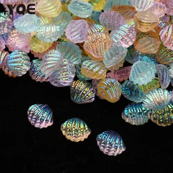 100pcs Acrylic Shell Beads Mix Flatback Seashell Shiny Beads Nail Art Decor Diy Scrapbooking Needlework (No Hole)