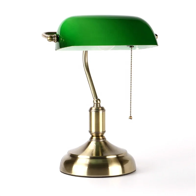 

Green Glass Bankers Desk Lamp Stained Glass Antique Desk Lamps Vintage Table Lamp Decor Nightstand