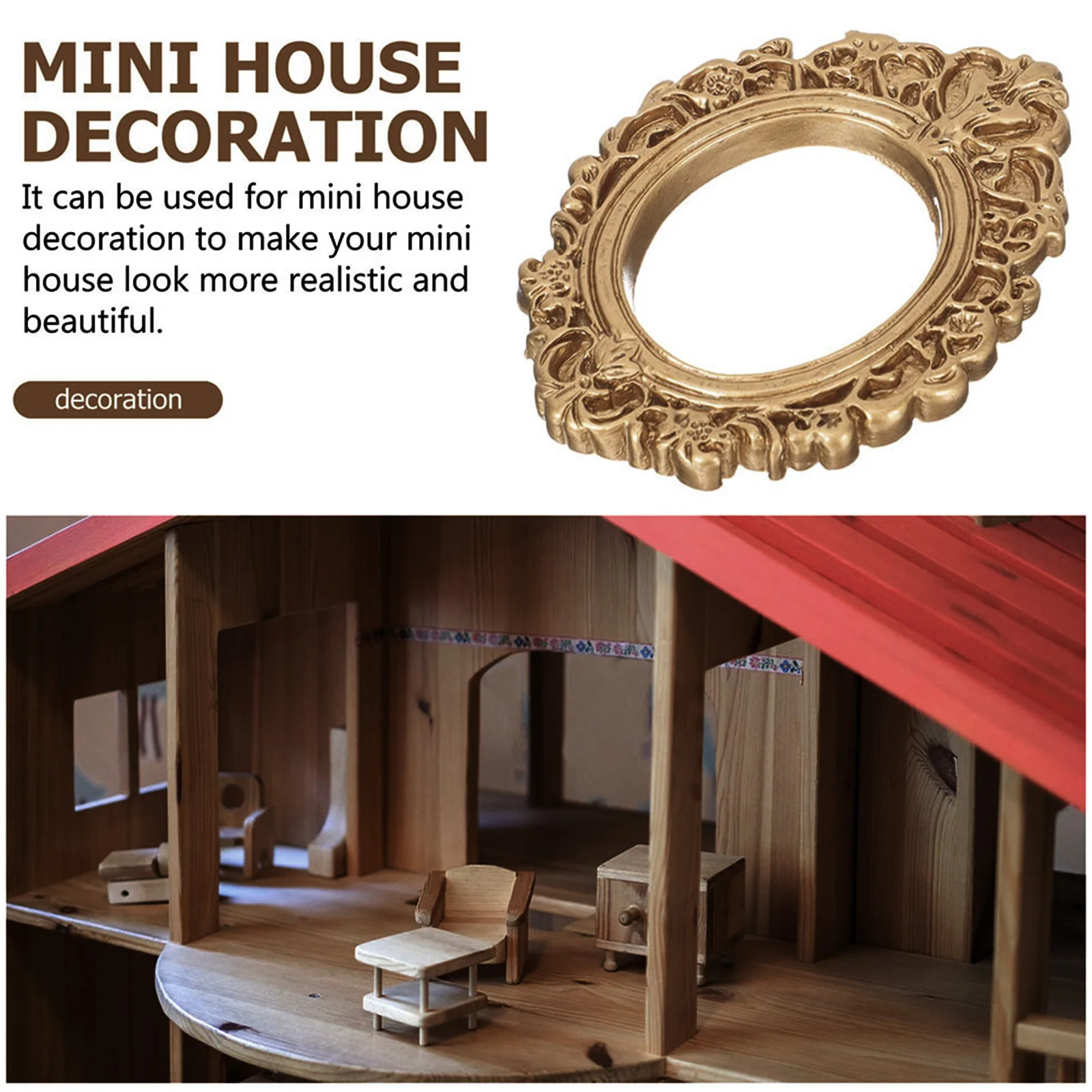 

8pcs Vintage Golden Picture Mini Ornament Frames For Photo Display Jewelry Showcase Decorative Set Gold Small