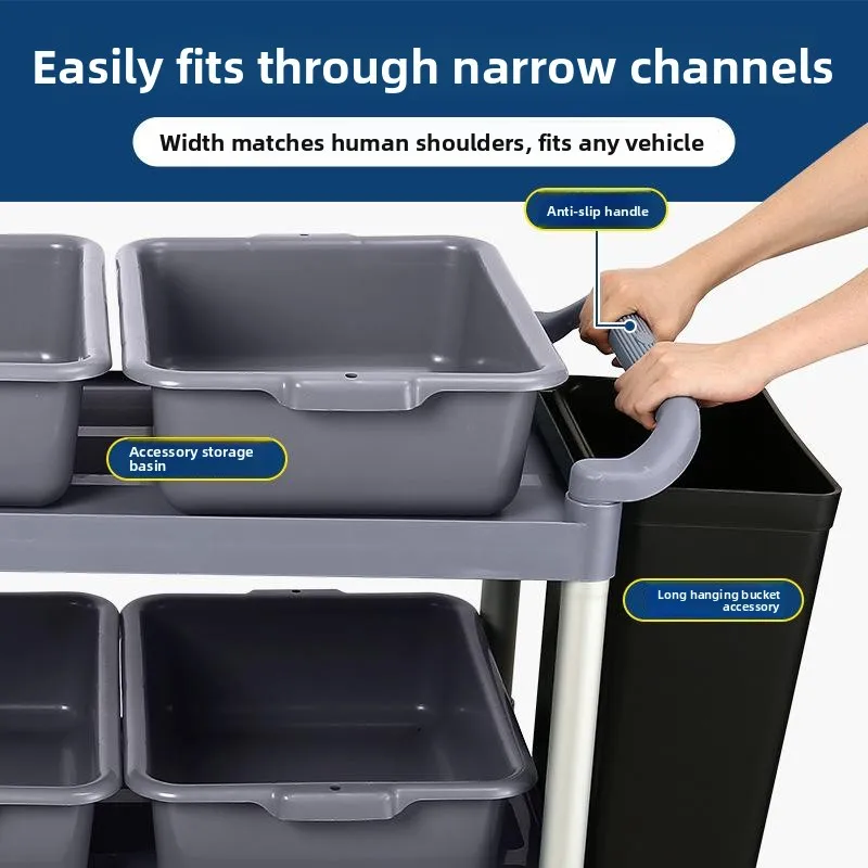 Commercial Hotel Dining Cart Silent Three-Layer Table Setting Removal Hand-Pulled Cart Restaurant Kitchen Service Caddy