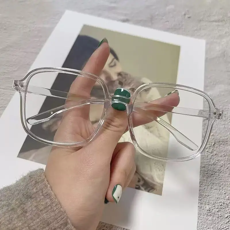 Square polygon Frame Plain glasses blue membrane Glasses all can match Men Women Fashion glasses lenses Blocking Glasses Eyewear