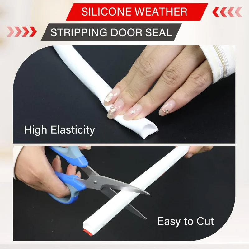 고무 날씨 스트리핑 도어 씰, 3/8() x 1/4(T) x 19. (L) D자형 자체 접착 실리콘 날씨 스트리핑,
