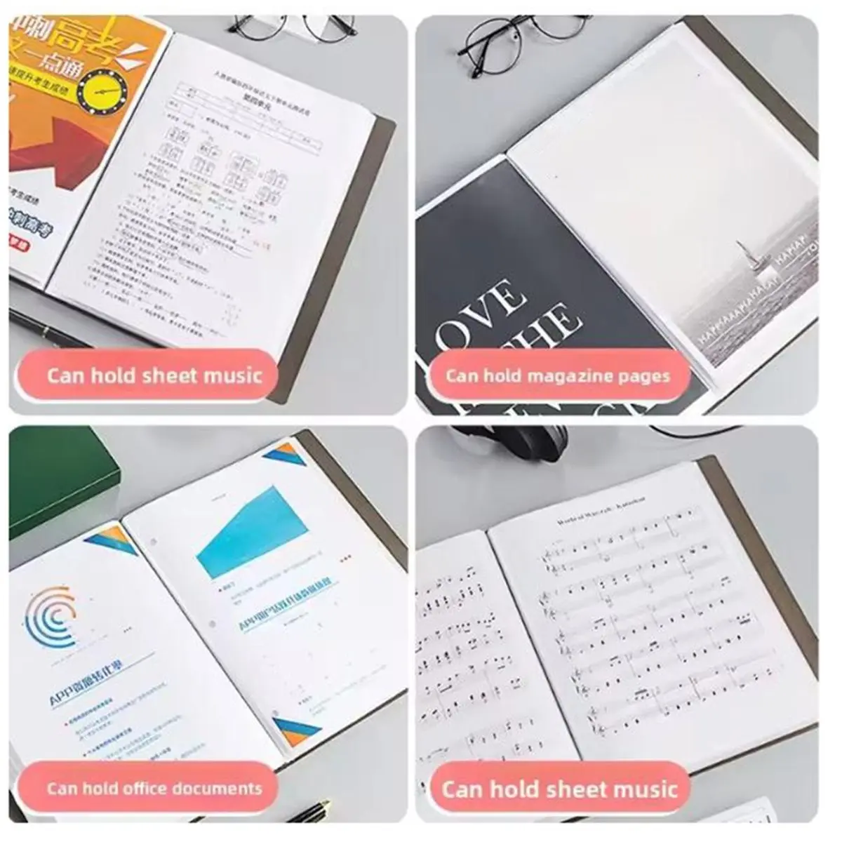 Home Tool Thickened A4 Document Organizer Binder, Clear Transparent Pocket Portfolio Folder 30 Pockets for School & Home Use