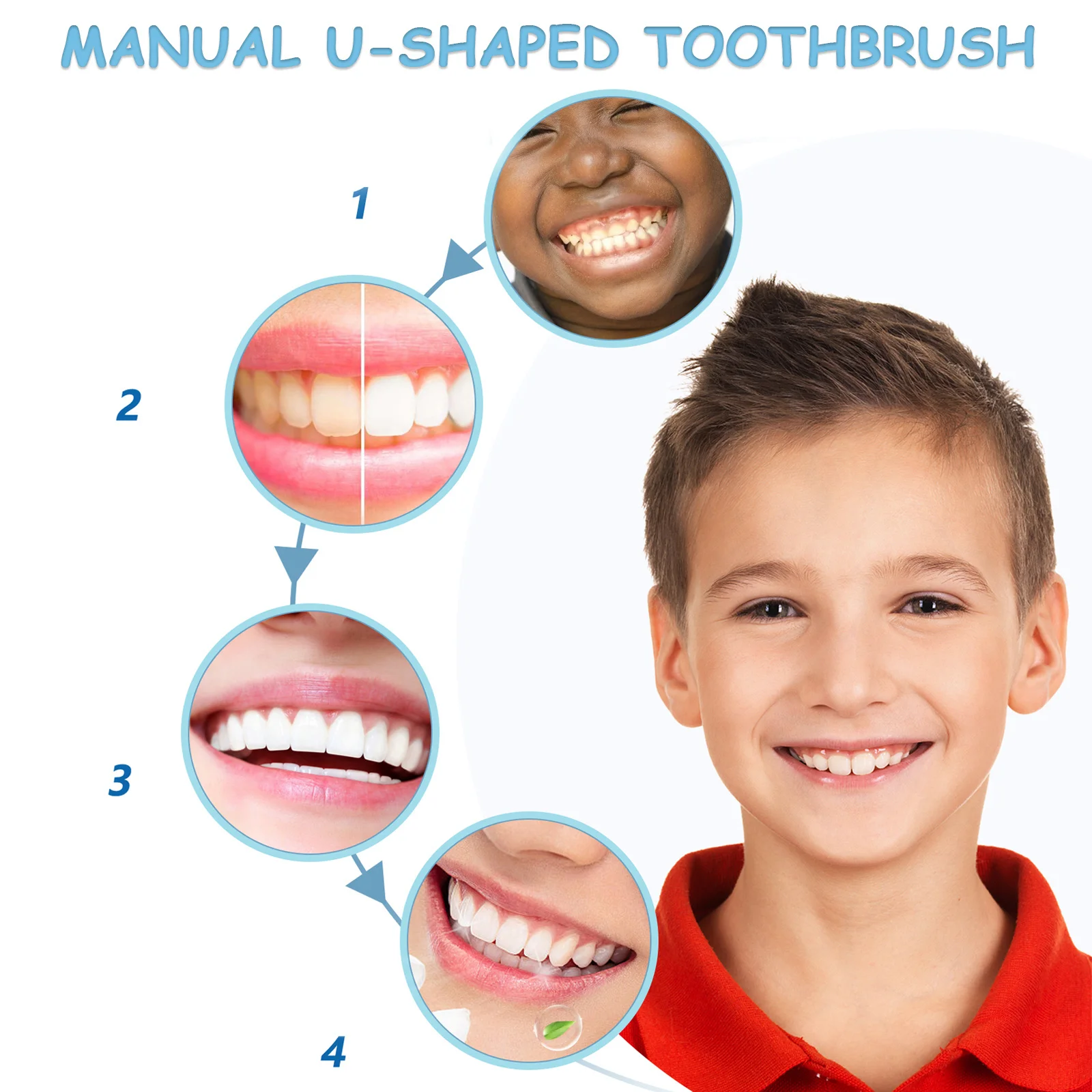 4 قطعة فرشاة أسنان على شكل حرف U حجم السفر طفل فرشاة الأسنان المحمولة مريحة فرشاة الأسنان اليدوية فرشاة أسنان الاطفال #6