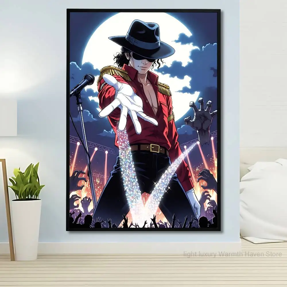 Cute Chibi M-Michael Jackson Poster Fancy Wall Sticker for Living room bar retro decorative painting room