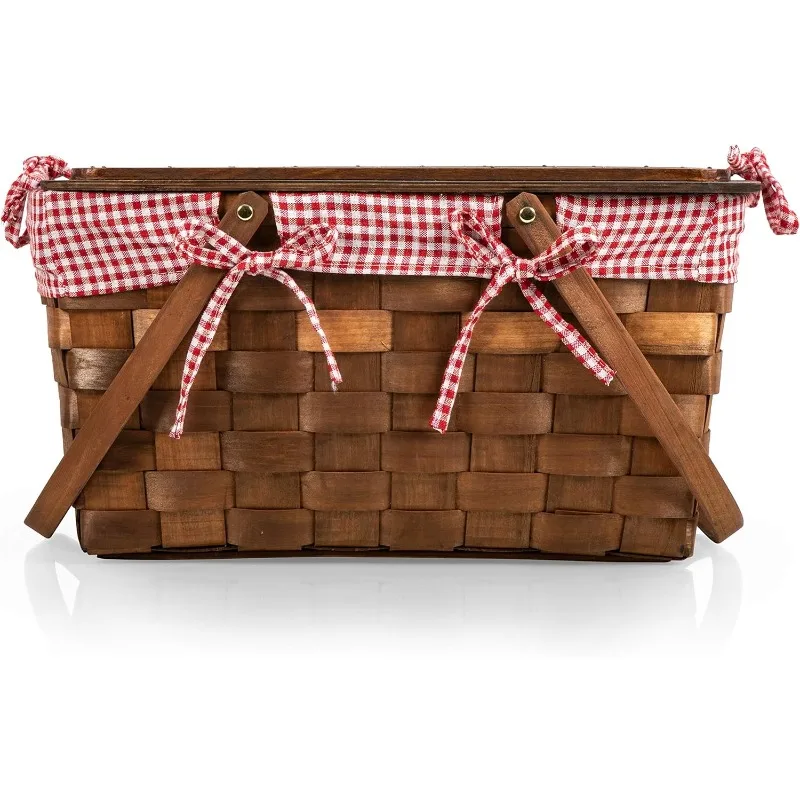 Handgewebter Picknickkorb aus Holz