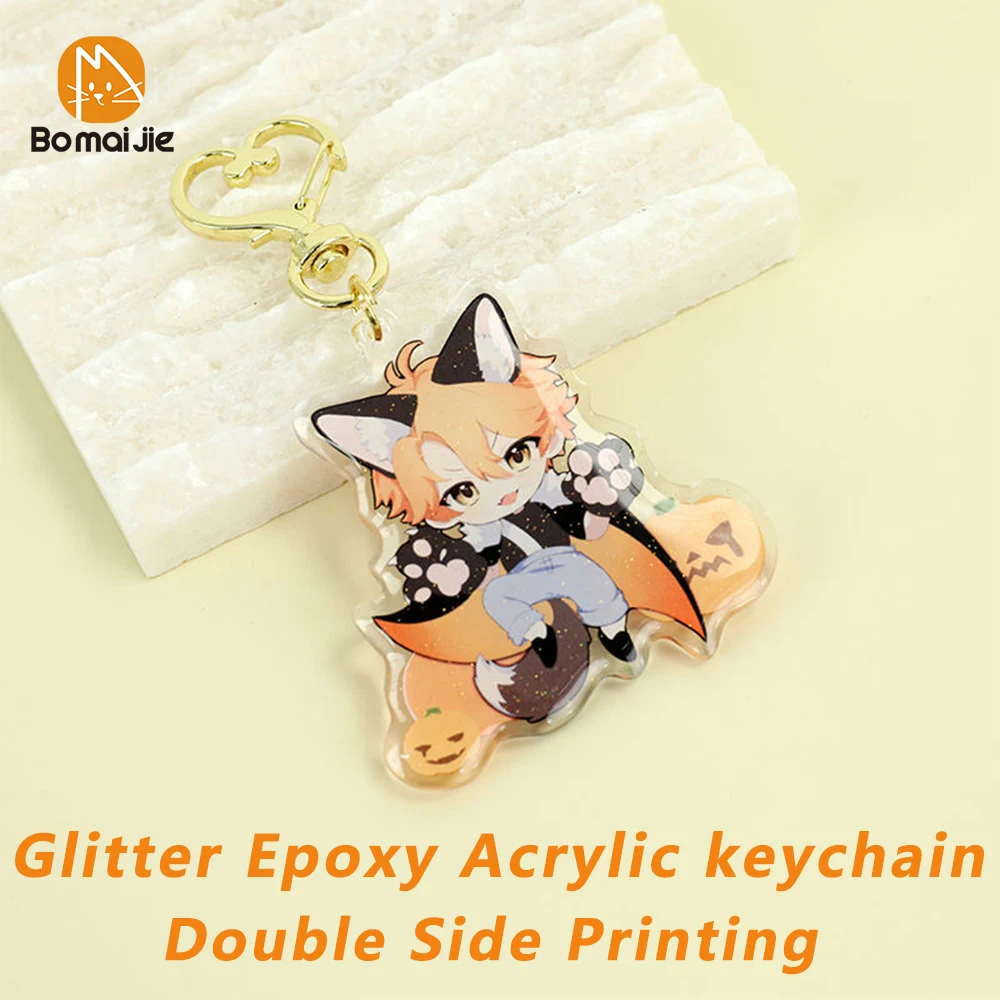Aangepaste sleutelhanger acryl hart magneet hanger aangepaste anime charmes hologram duidelijk gepersonaliseerde sleutelhanger tas accessoires cadeau