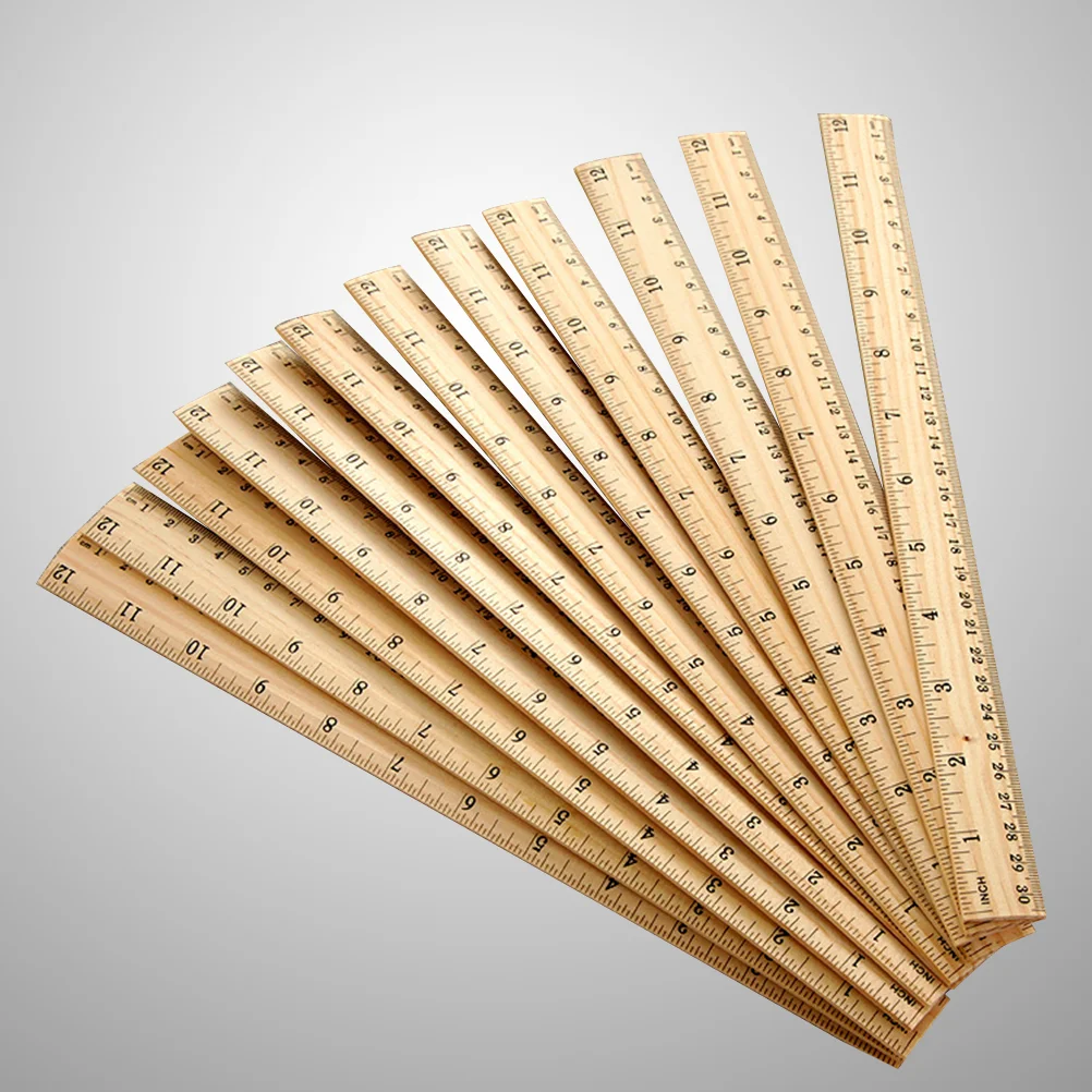 30pcs Wooden Ruler Double Scale Measuring Ruler for Home School Classroom Office (30cm) wooden straight ruler