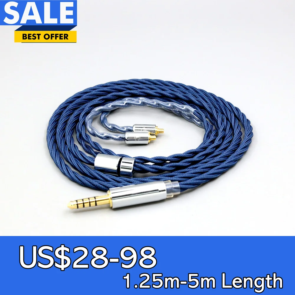 

99% Pure Silver OCC Graphene Alloy Full Sleeved Earphone Cable For Dunu T5 Titan 3 T3 (Increase Length MMCX) LN008614