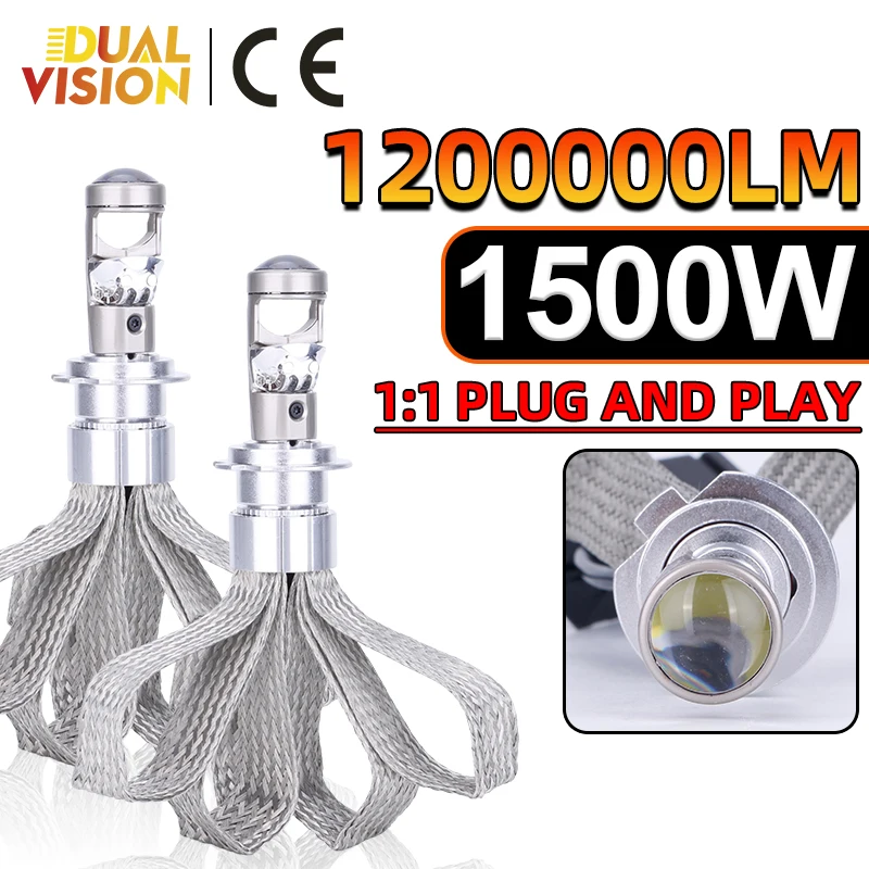 

1500W H7 Bi LED Mini Projector Lens 1200000LM 9054 CSP H4 H11 H8 HB3 HB4 9005 9006 H9 CANBUS HD Lenses Car Light Fanless 12V 24V