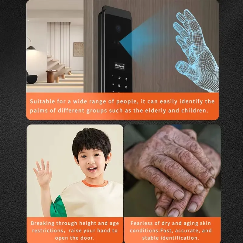 Alexa Smart Lock With 3D Face Recognition Titanium Aluminum Alloy New Full Automatic Security Palm Vein Smart Door Lock