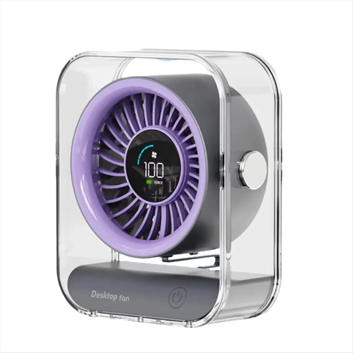 Mini Desktop Fan Office LED Digital Desktop Fan 3000mAh USB Rechargeable 100 Speeds Big Wind Quiet Circulation Fan B