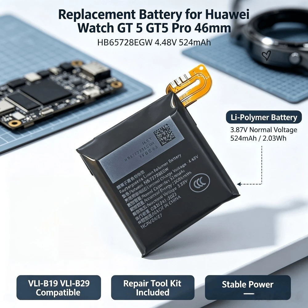 HB572728EGW Smart Watch Battery 524mAh For Huawei Watch GT5 GT5 Pro 46mm VLI‑B19 VLI‑B29