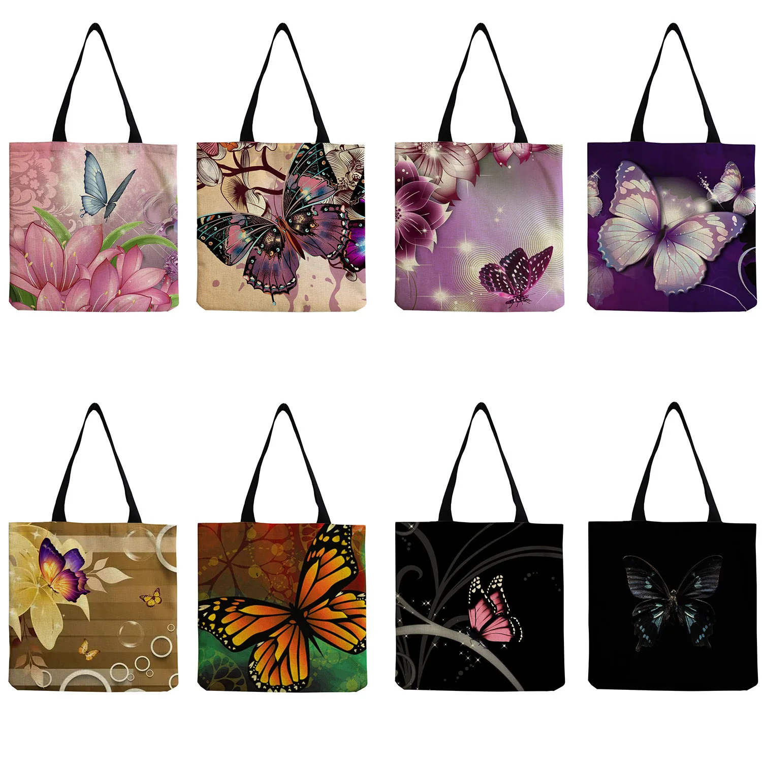 

Складная портативная модная Экологически чистая многоразовая женская сумка на плечо для улицы, дорожная сумка для покупок, дамские сумочки с красивым принтом бабочки