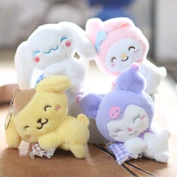 Porte-clés Sanurgente Cinnamoroll, porte-clés Kuromi Melody, jouets en peluche pour enfants, porte-clés Kawaii Purin, porte-clés pompon, cadeau JOWomen