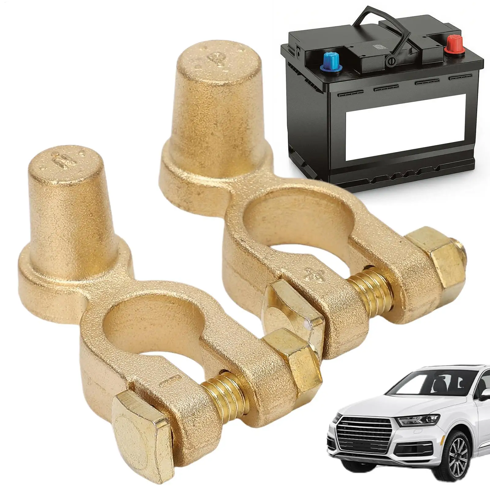 1Pair Car Positive Negative Post Battery Terminal Clamps Connector Battery Clamp Car Quick Release Battery Clip Brass Connector