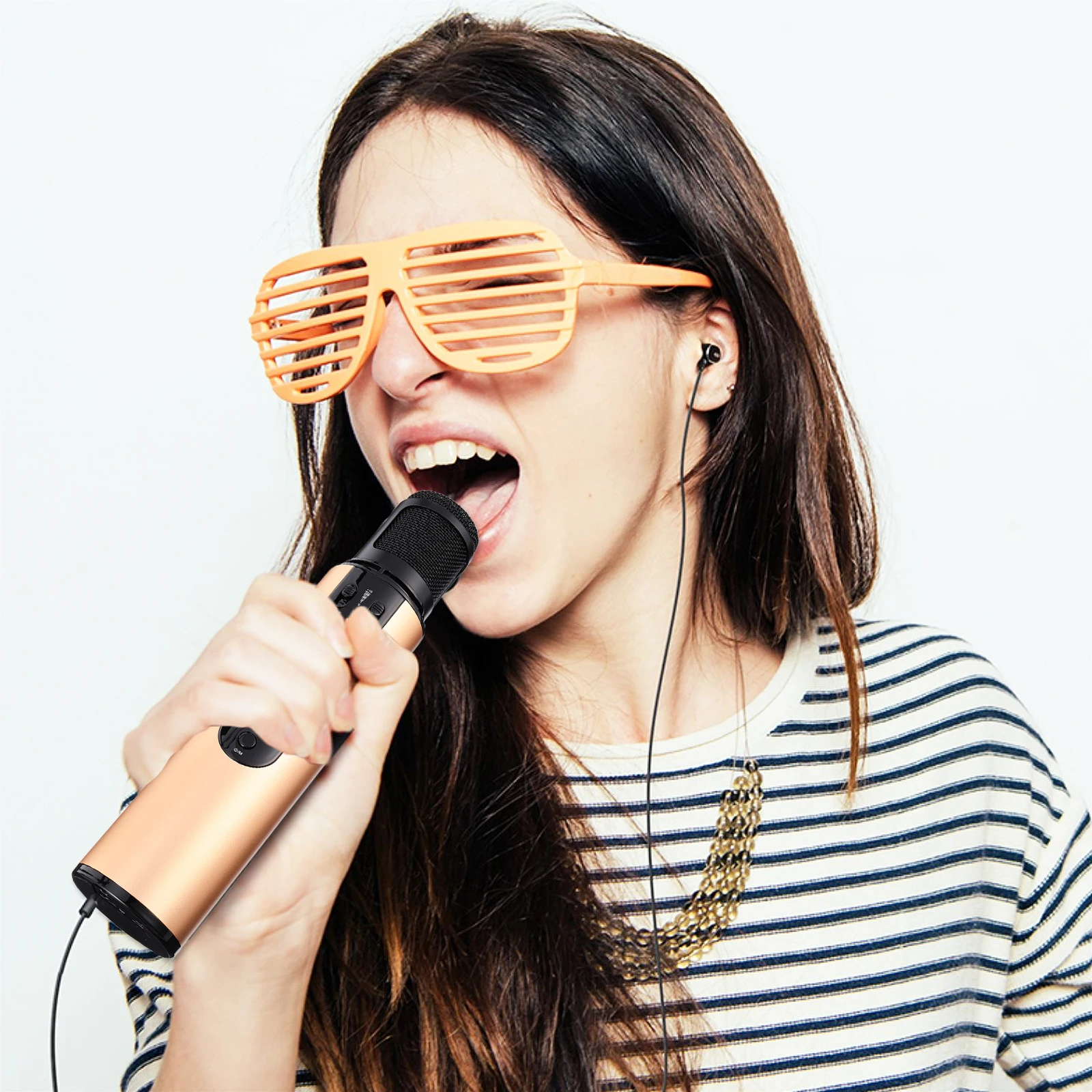 

Microphone Wireless Singing Equipment Aluminum Alloy Oxidation Color Three Modes Card Line In Conference Stage