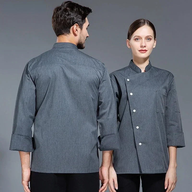 Uniforme de chef de restaurant pour hommes et femmes, veste de boulanger de cuisine à manches courtes et longues, tablier de cuisinier, vêtements de travail, tenue de cuisinier