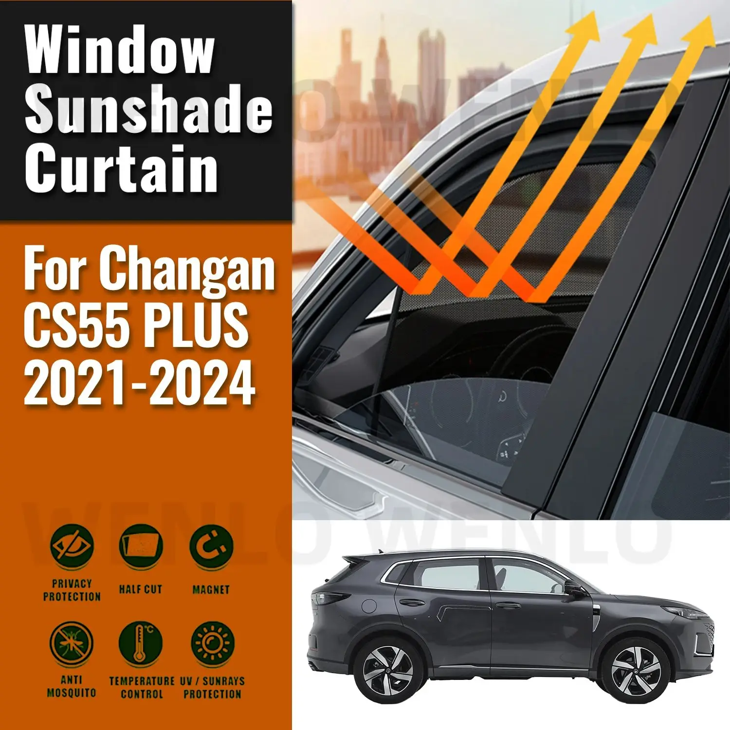 

For Changan CS55 PLUS 2021 2022 2023 2024 Car Sunshade Shield Front Rear Windshield Curtain Side Baby Window Sun Shade Visor