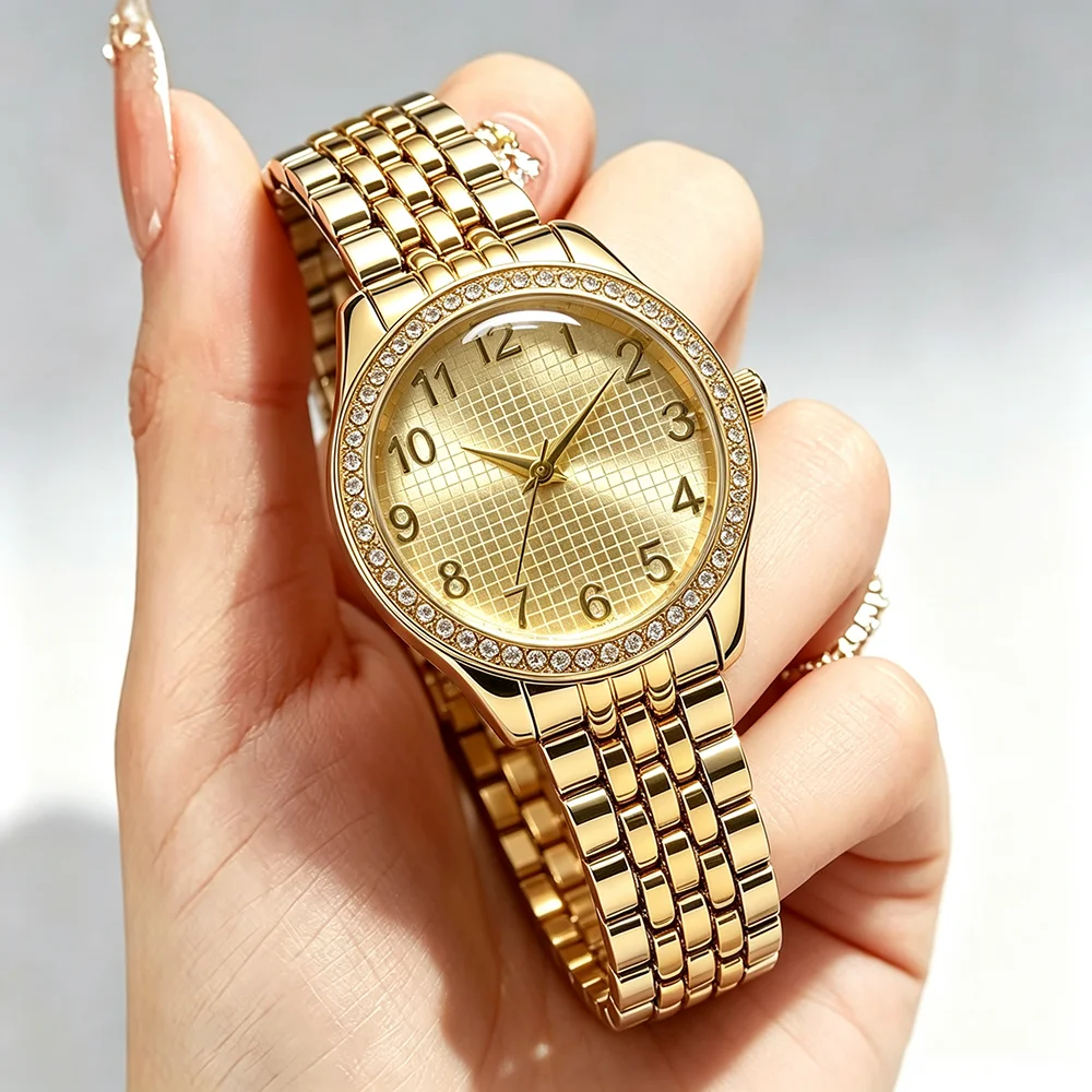 1 piece new fashion hit luxury high-end women's watch with steel band
