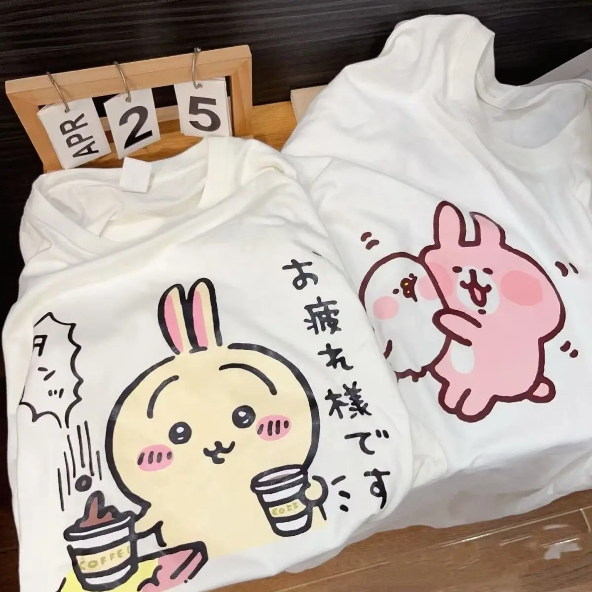 Japanese Usagi Chiikawa Couple printed short sleeved shirt sweat-absorbing cute Usagi versatile T-shirt Comfortable pure cotton - view 2