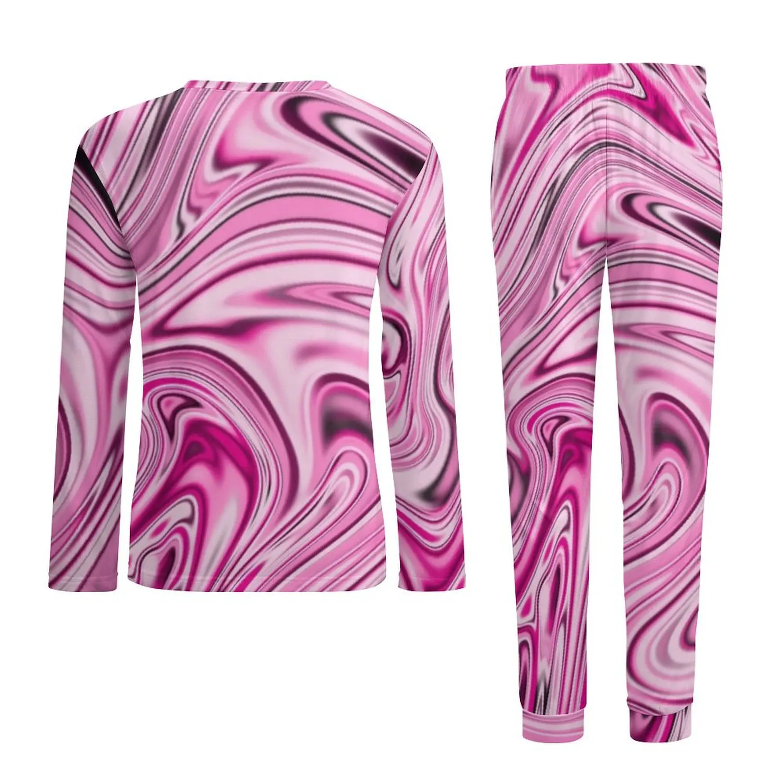 Vloeibare marmeren pyjama lange mouwen abstracte kunstprint 2-delige casual pyjama set lente man bedrukt mode oversized thuispak