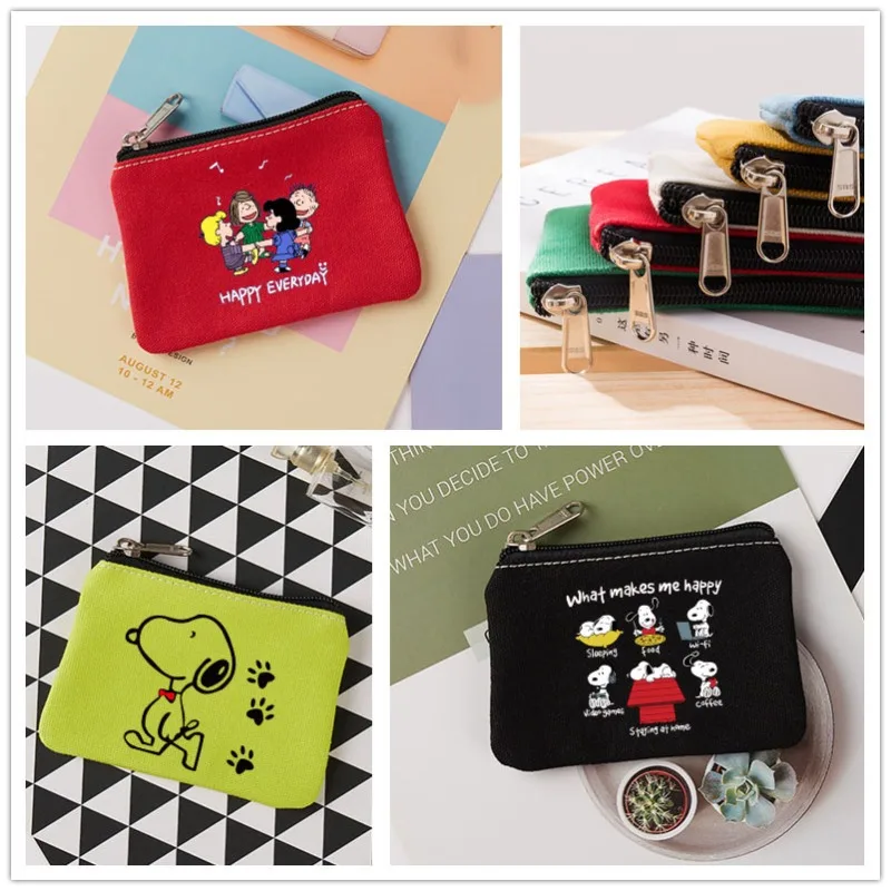 Snoopy Coin Purse Anime Portable Coin Bag Key Earphone Coin Organizer Pouch Zipper Bag Cartoon Card Holder for Men Women Gifts