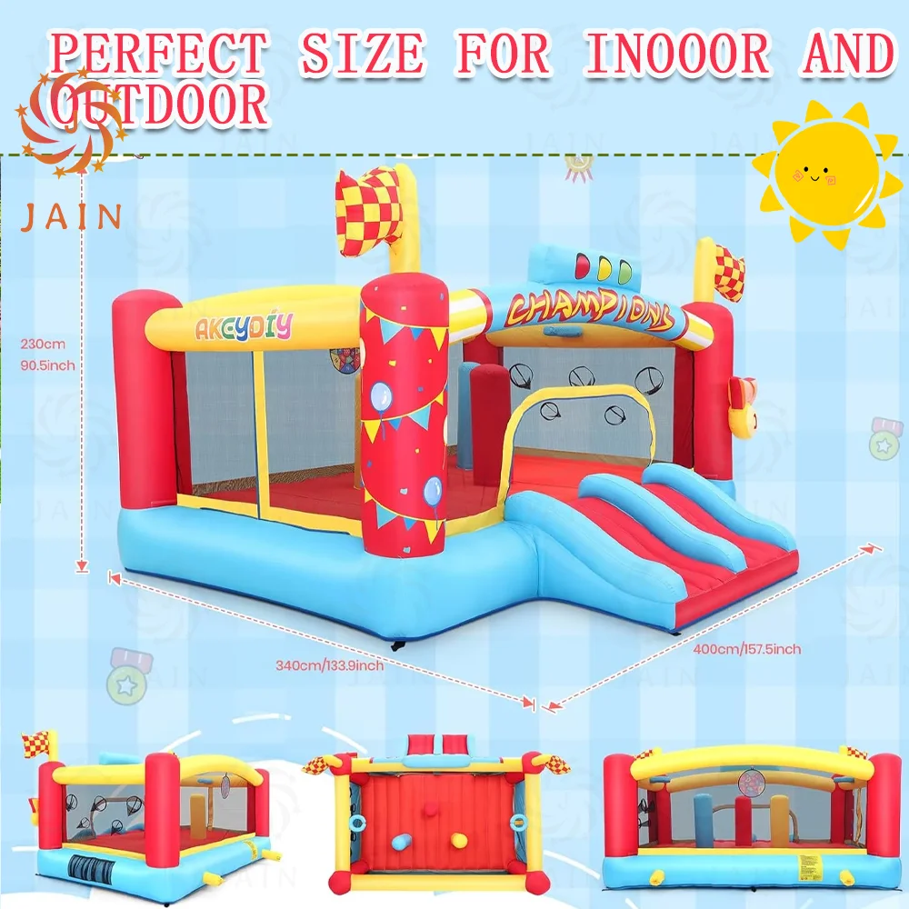 

Big Inflatable Bounce House for Big Kids 13FT Outdoor Inflatable Bouncers with Blower Double Basketball Hoop Throw Ball Game