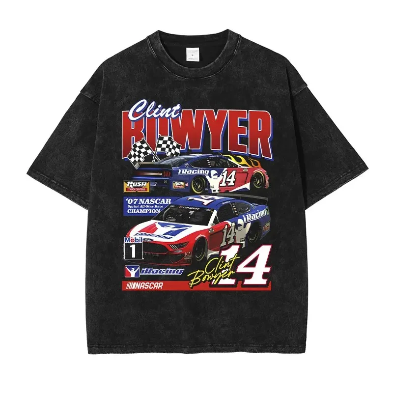 

Nascar T-shirt Vintage Washed Racing Y2K T Shirt Streetwear Motor Sport Short Sleeve Harajuku HD DTG Print Tops Tees Men Cotton