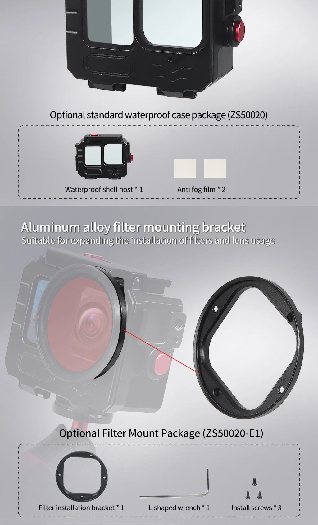 Aluminiumlegierung Tauchgehäuse IP68 Wasserdichtes Gehäuse für Gopro 13 12 11 10 Actionkamera Unterwasser-Vlog-Schale Schutzrahmen – Detail 20