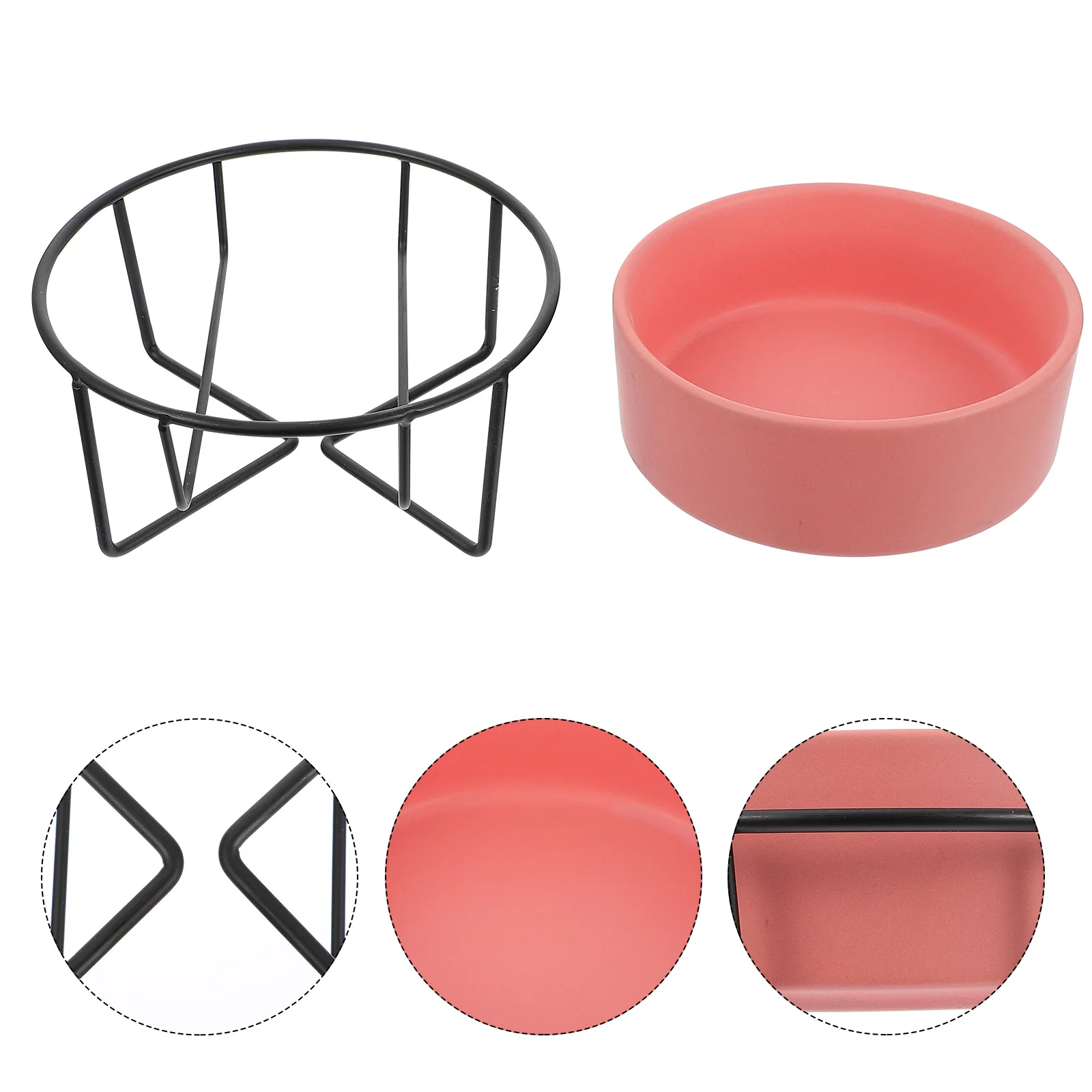 

1 set 1 Set Cat Dog Ceramic Iron Elevated Feeder Anti-Spill Food Water Container Bowl Pet Drinking Bowl Pet Supplies