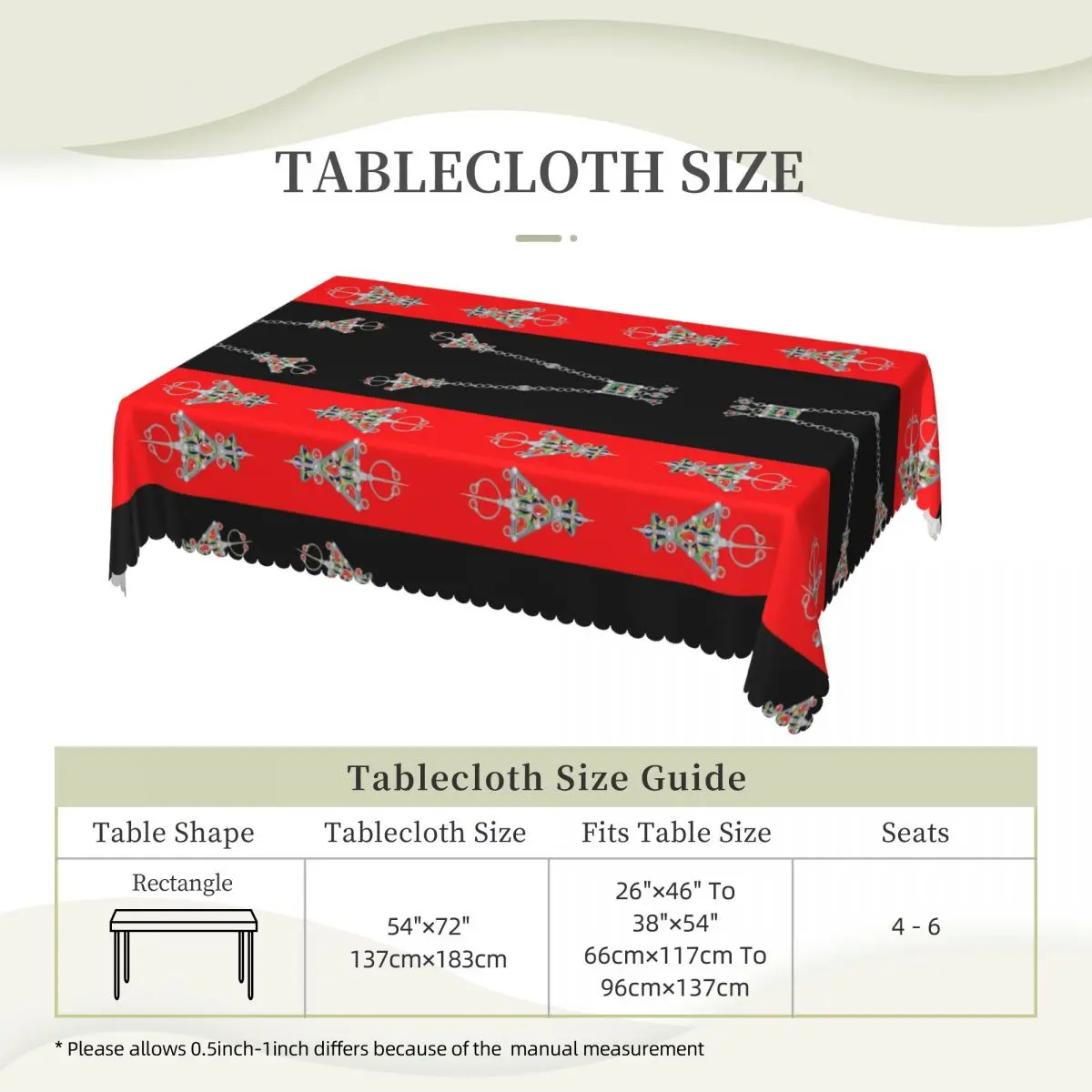 Rectangular Waterproof Kabyle Jewelry Table Cover Amazigh Carpet Berber Table Cloth Tablecloth for Picnic